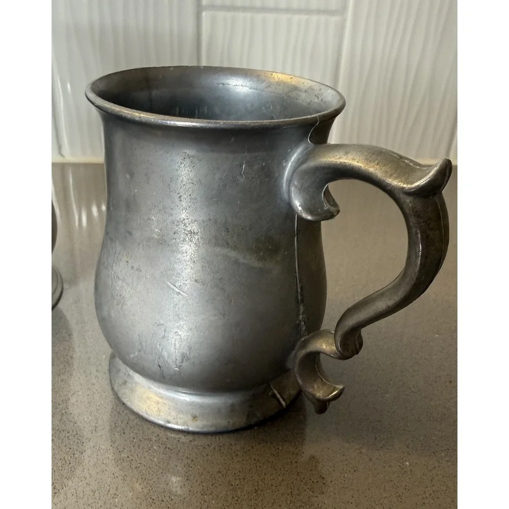 VTG Lot of 2 Pewter Tankard Mugs Beer Stein 4.5
